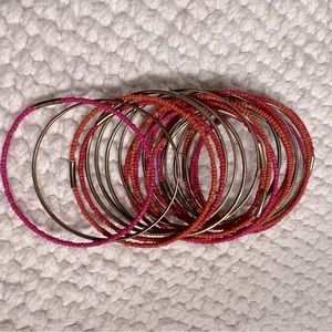 Gold, orange and pink bangles